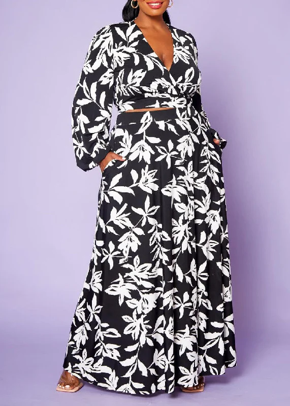Savings Spectacular Hi Curvy  Plus Size Women Floral Top & Maxi Skirt Set