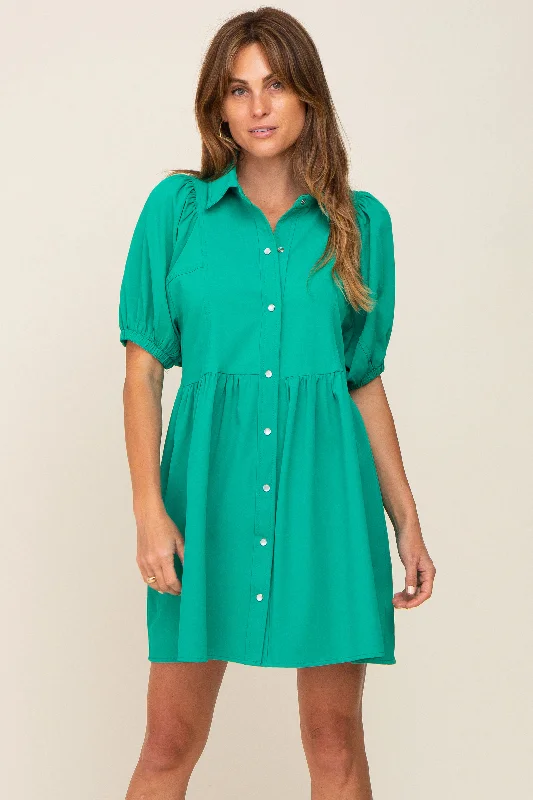 Discount Days pleated maxi dressGreen Button Down Mini Dress