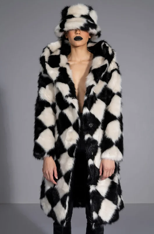 Last Chance fashionable outerwearIF YOU SMILE LONG FAUX FUR COAT