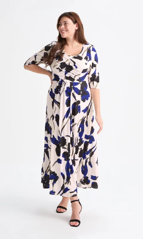 Super Bargain floral wrap dressBlack Cobalt Cream Ruched Maxi Gown