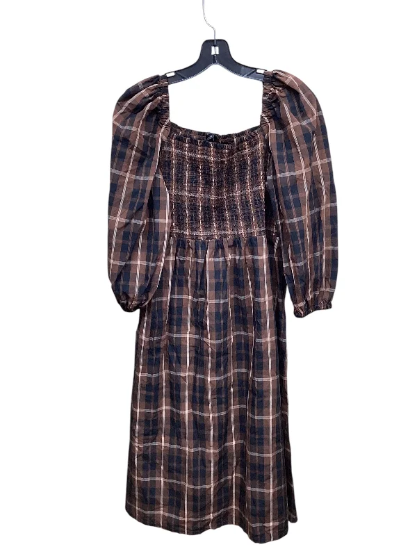 Super Bargain layered dressDress Casual Midi By J. Crew In Plaid Pattern, Size: Xl