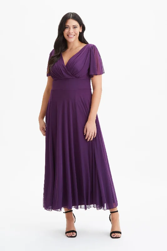 Low Prices trendy wrap dressIsabelle Purple Float Sleeve Maxi Dress
