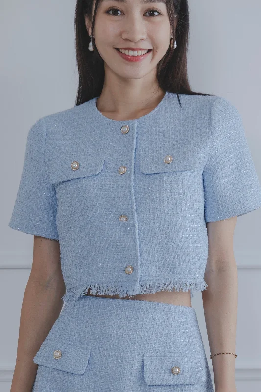 Price Drop Aurora Blue Tweed Top