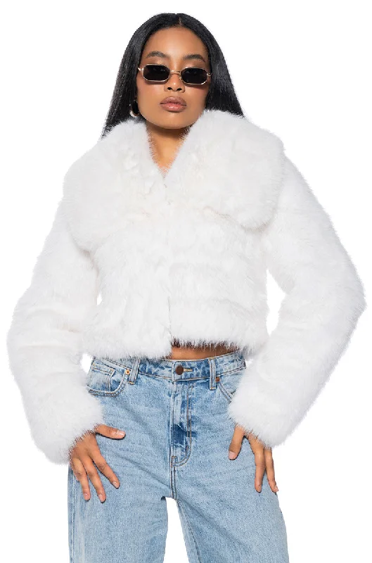 Incredible Offers modern outerwearNEFTY SOFT FAUX FUR JACKET IN WHITE