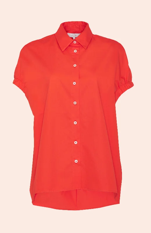 Major Savings Coated Poplin Capelet Top | Vermillion