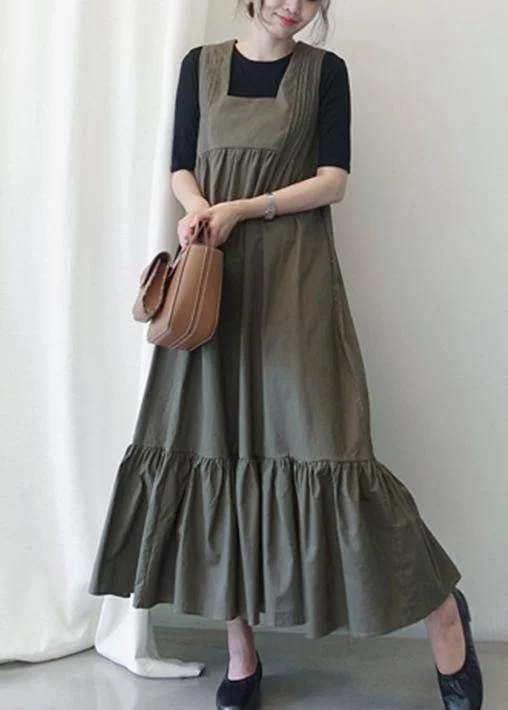 Get It Before It’s Gone ruffle dressLoose dark gray cotton clothes Ruffles A Line summer Dress