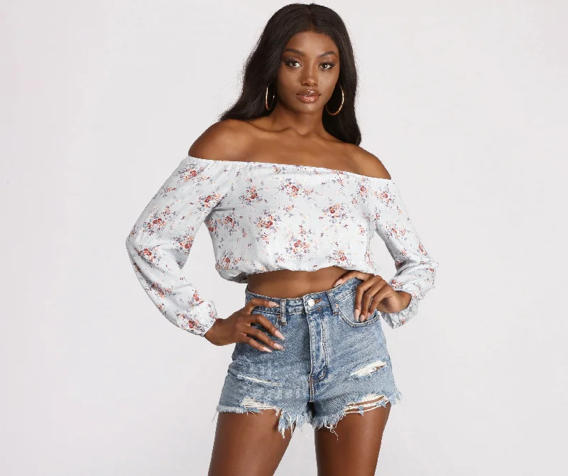 Don't Wait Floral Off The Shoulder Crop Top