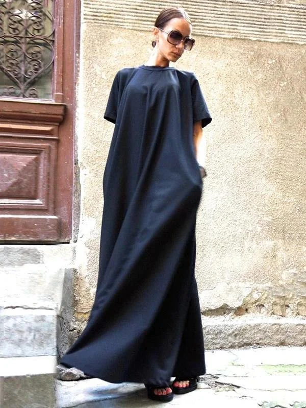 Big Discounts bodycon dressOrganic navy dresses short sleeve large hem cotton spring Dresses