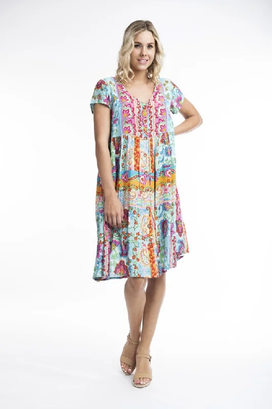Unbeatable Prices cocktail dressOrientique Button Through Rayon Dress