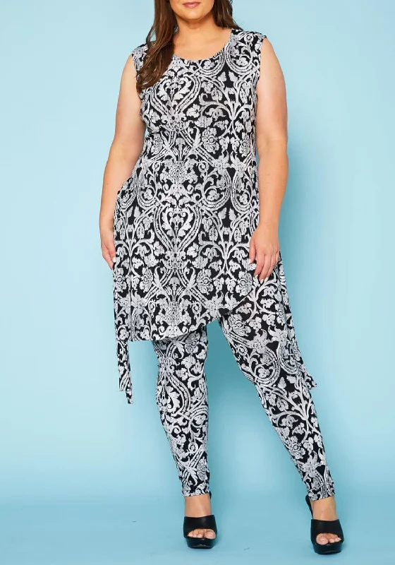 Best Bargains Hi Curvy Plus Size Women Unique Print Sleek Top & Leggings Set