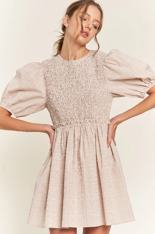 While Supplies Last chic wrap dressBeige Mini Dress