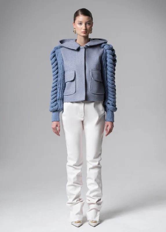 YEAR-End Sale stylish peacoatTHE LIORA KNIT-SLEEVE JACKET