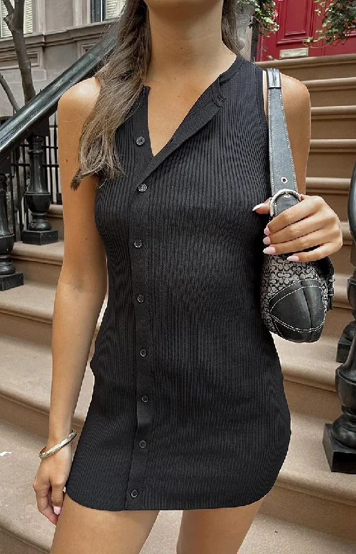 Best Bargains trendy bomber coatLumi Black Button Up Mini Dress