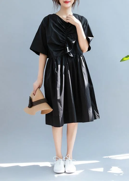 Sale Event casual shift dressBeautiful black clothes For Women v neck Cinched A Line summer Dress