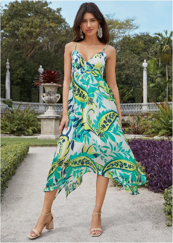 Overstock stylish dressSherbet Satin Tank Dress - Underwater Paisley
