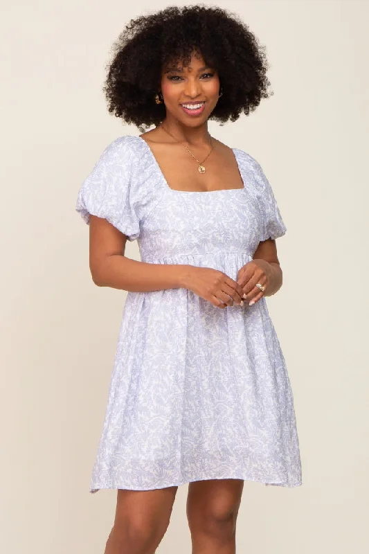 Huge Discounts relaxed fit dressIvory Leaf Print Puff Sleeve Dress