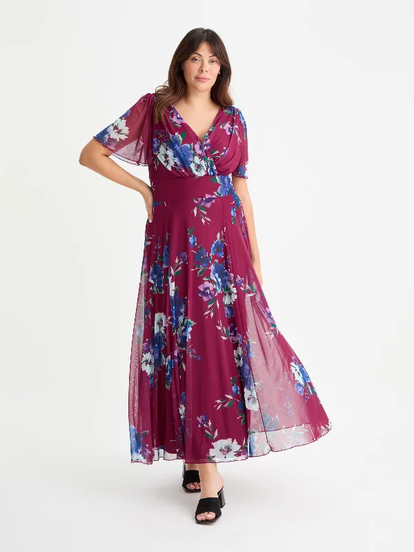 Price Fest sleeveless dressIsabelle Wine Blue Float Sleeve Maxi Dress