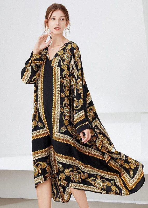 While Supplies Last oversized dressWomen Black Yellow Print Loose Asymmetrical Design Fall Holiday Dress Long Sleeve While Supplies Last oversized dressWomen Black Yellow Print Loose Asymmetrical Design Fall Holiday Dress Long Sleeve