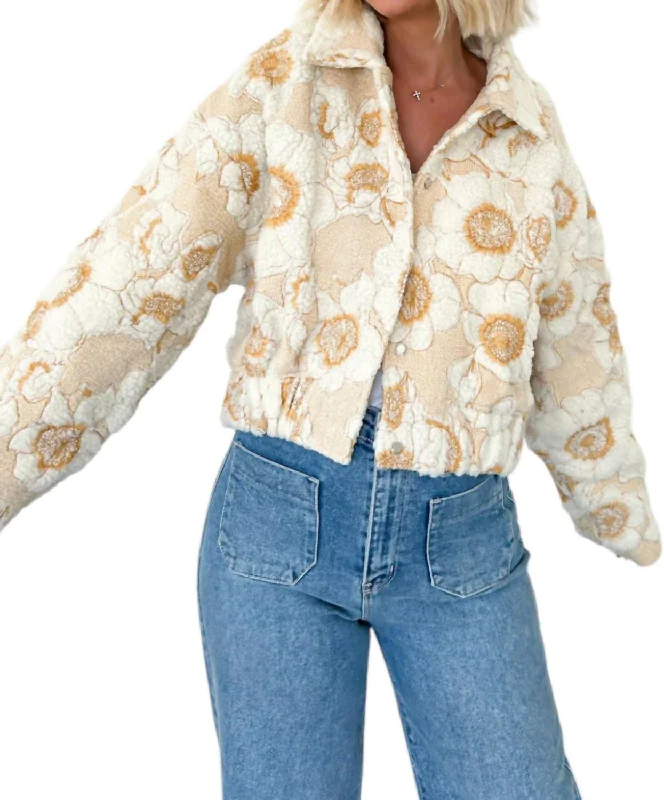 Final Markdown Getting Cozy Floral Jacket In Sherpa