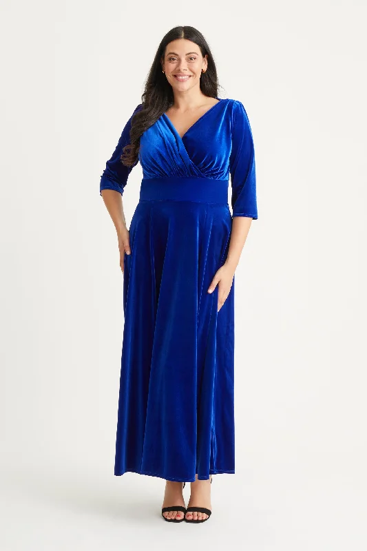 Limited Time Offer winter dressVerity Velvet Cobalt Blue Maxi Gown