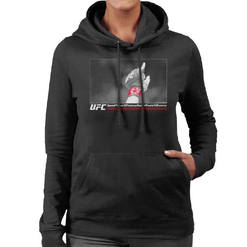Super Sale warm hooded sweatshirtUFC Victory Fight Glove Shot White Text Women's Hooded Sweatshirt