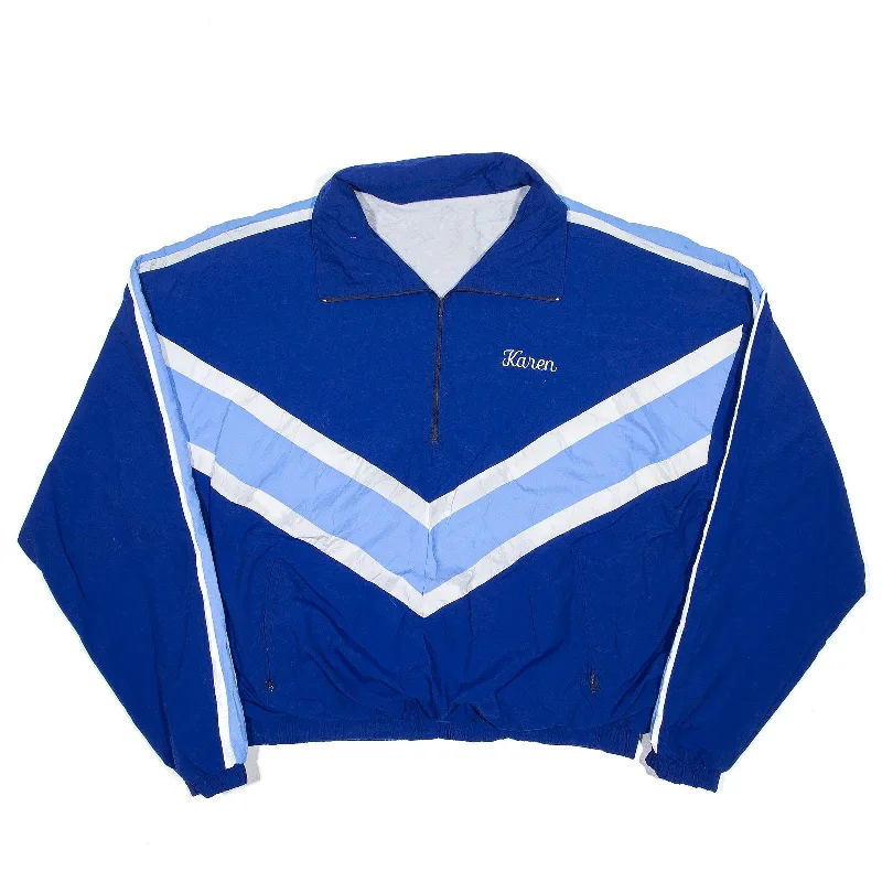 Value Deals puffer jacket3/4 Zip Pullover 'Karen' Jacket Blue 70s Colourblock Track Womens L