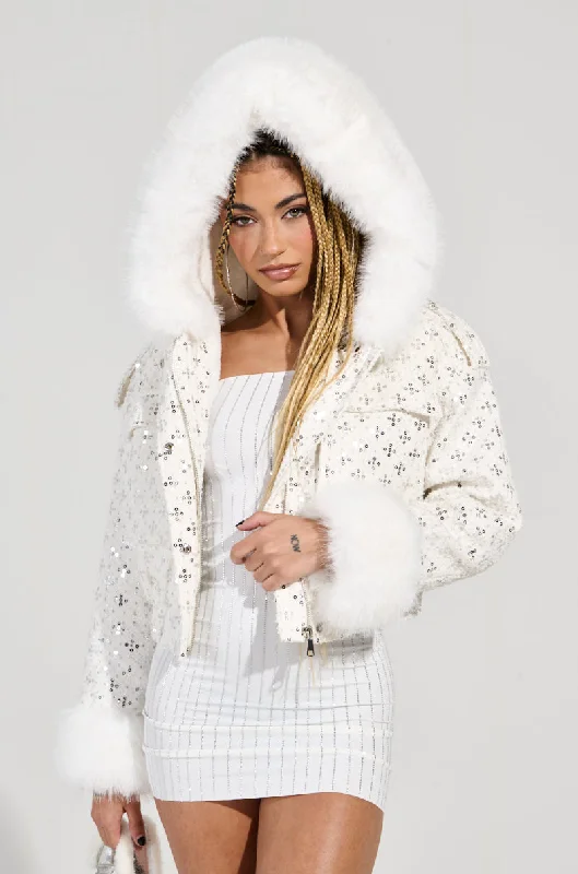 Best Bargains cozy wool-blend coatSNOWBIRD FUR TRIM PUFFER