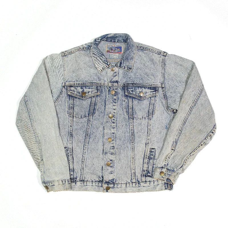 Low Prices comfortable coatDIAMOND DOUBLE U Acid Wash Jacket Blue Denim Womens L