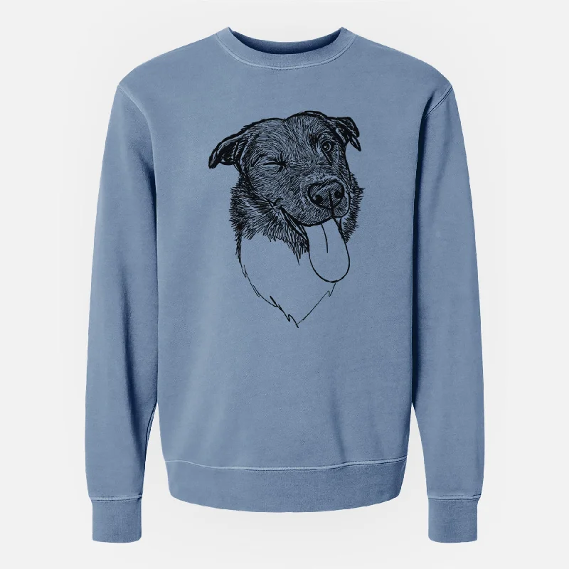 Weekend Flash Sale relaxed fit sports hoodieDoodled Cy the Boder Collie - Unisex Pigment Dyed Crew Sweatshirt
