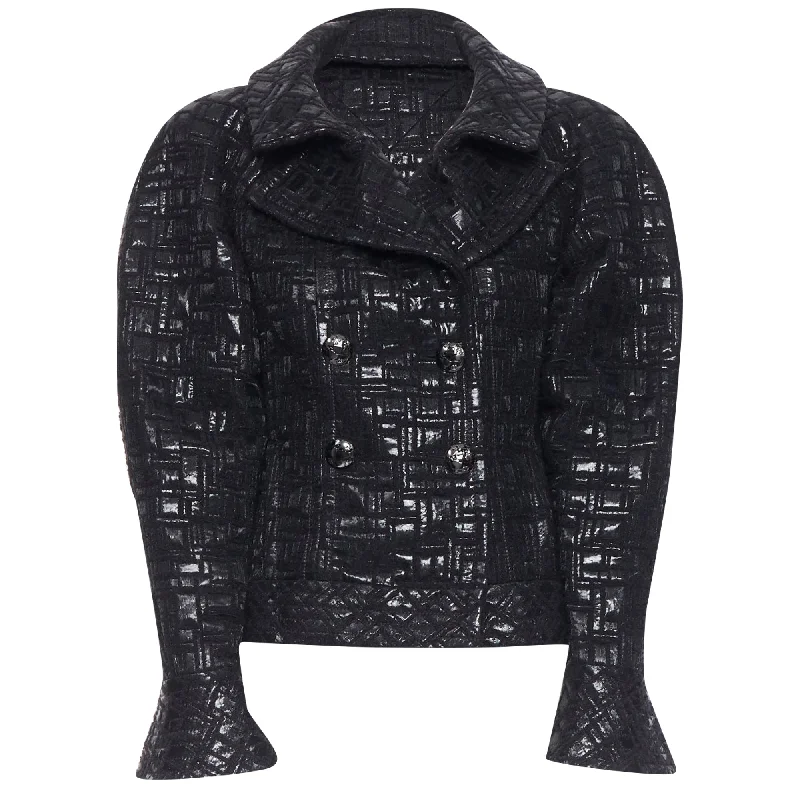 Exclusive Preview Chanel cyber tweed bomber sleeve double breasted jacket