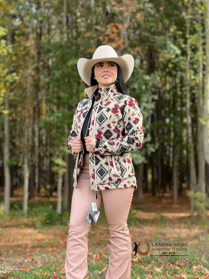 Price Break Rock&Roll Womens Panhandle Natural Aztec Flowers
