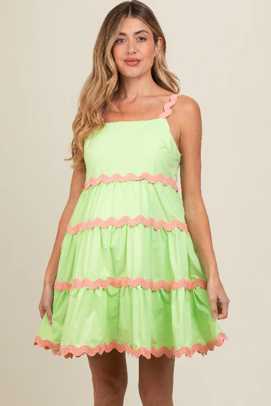 Big Discounts form-fitting dressLime Contrast Trim Tiered Maternity Dress