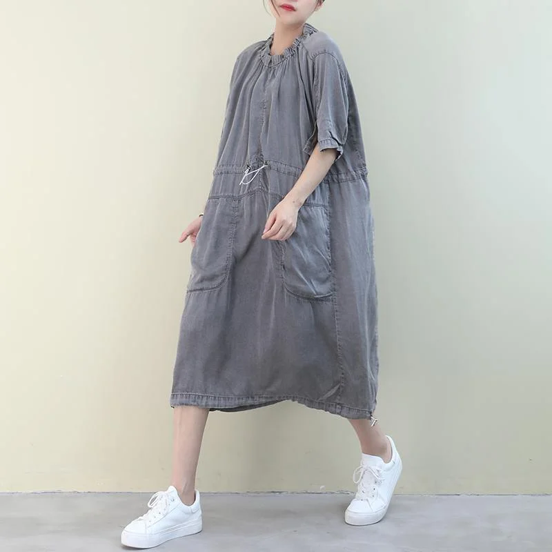 Today’s Deal puff sleeve dressOrganic o neck drawstring summer Tunics design green Dresses