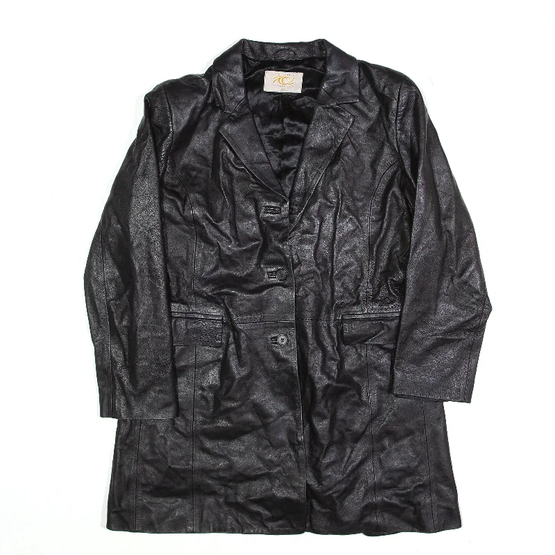 Fantastic Offers graphic coatCOUNTRY CASUALS Jacket Black 80s Leather Blazer Womens L