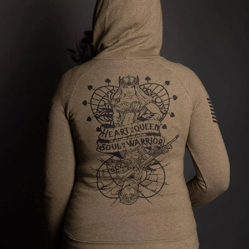 Exclusive Preview Women's Heart and Soul of a Warrior Full-Zip Hoodie - Military Green
