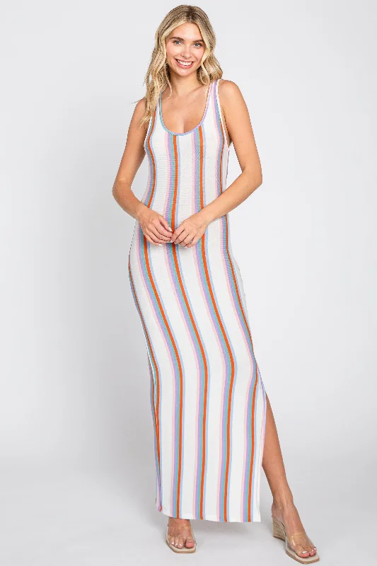 Deal Alert lace dressMulti Color Striped Open Back Maxi Dress