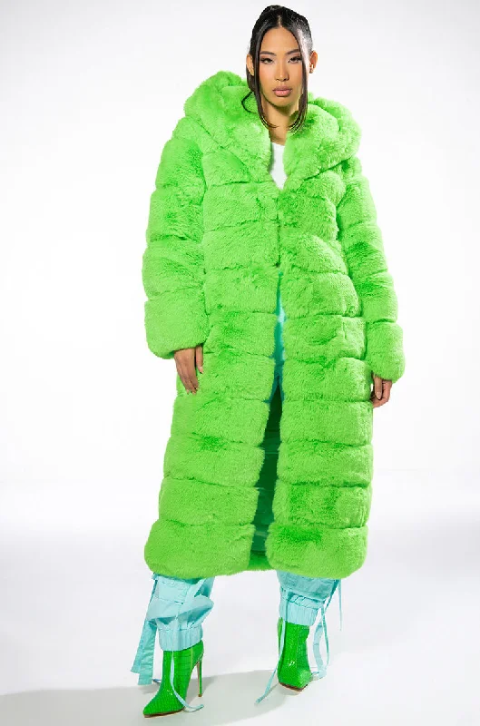 Limited Time winter coatAZALEA WANG LIME CRIME FAUX FUR TRENCH