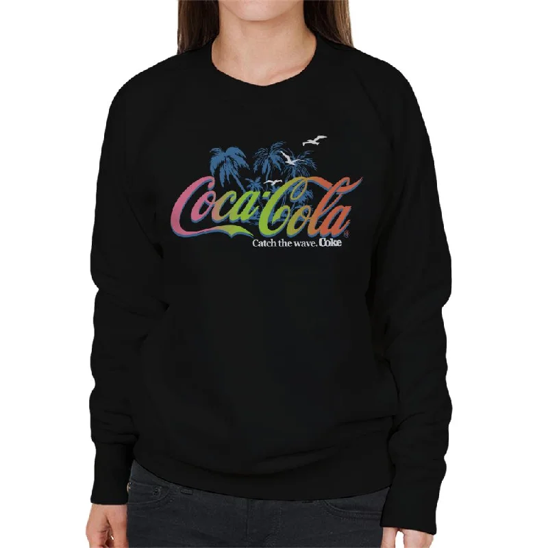 Hurry In warm athletic hoodieCoca Cola Palm Tree Logo Catch The Wave Women's Sweatshirt