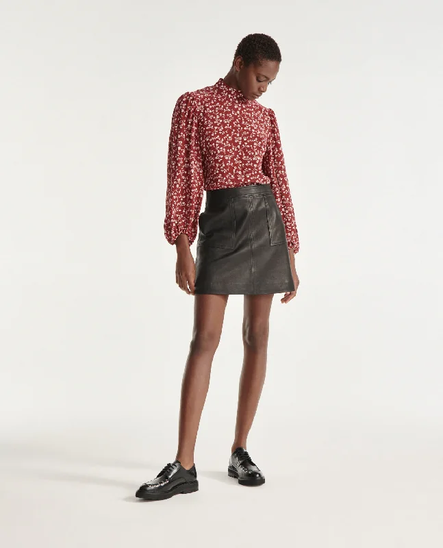 Bargain Prices Flowing Top With Print And High Neck | Women | Burgundy