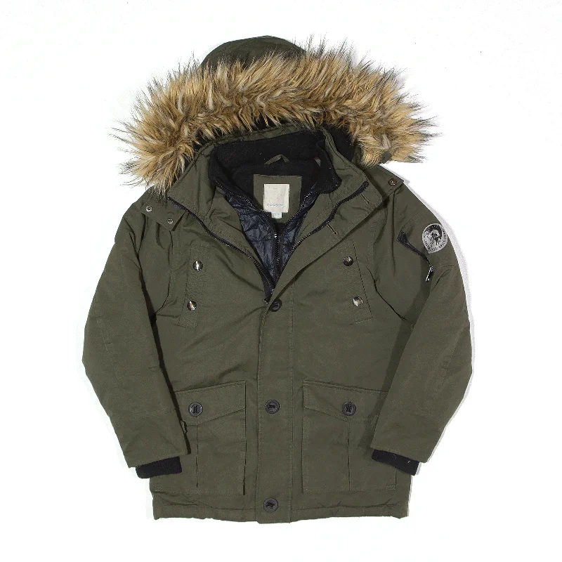 Price Blitz casual trench coatDIESEL Fleece Lined Layered Coat Green Hooded Parka Womens XS