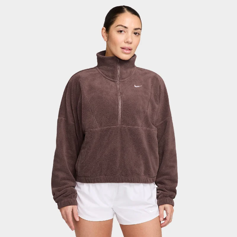 Unbeatable Prices Nike One Women's Therma-FIT Half Zip Fleece Top Red Sepia / White