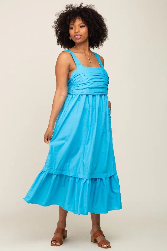 Extra Discounts denim dressAqua Pleated Back Tie Midi Dress