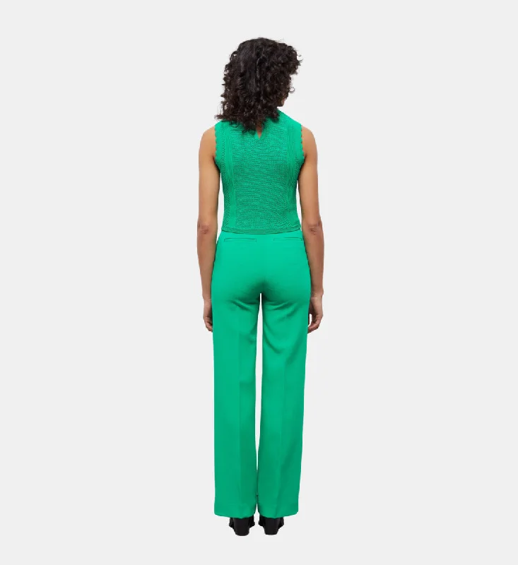 Limited Availability Short Openwork Knit Top | Women | Green