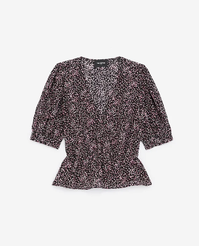 Time-Limited Offer Flowing And Polka-Dot Top | Women | Black x Pink
