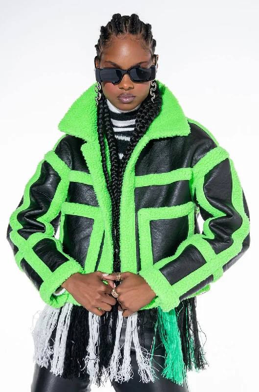 Clearance Event trendy puffer coatLIME CRIME BONDED PLEATHER SHERPA COAT