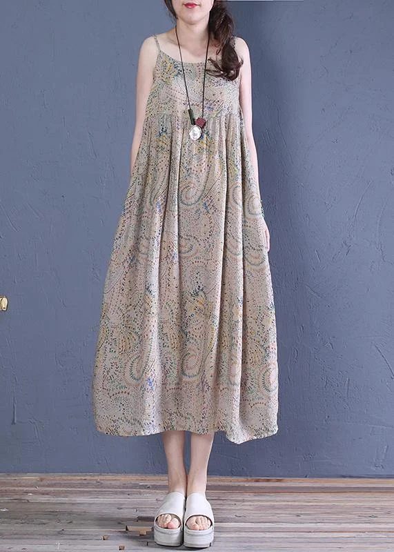 Savings Bonanza one-shoulder dressNatural floral cotton clothes Spaghetti Strap Robe summer Dress