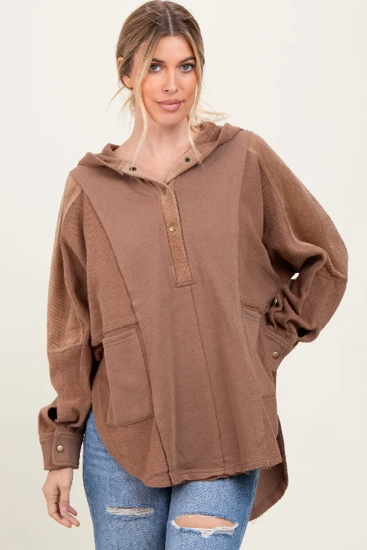 Special Buy Brown French Terry Dolman Sleeve Hooded Pullover