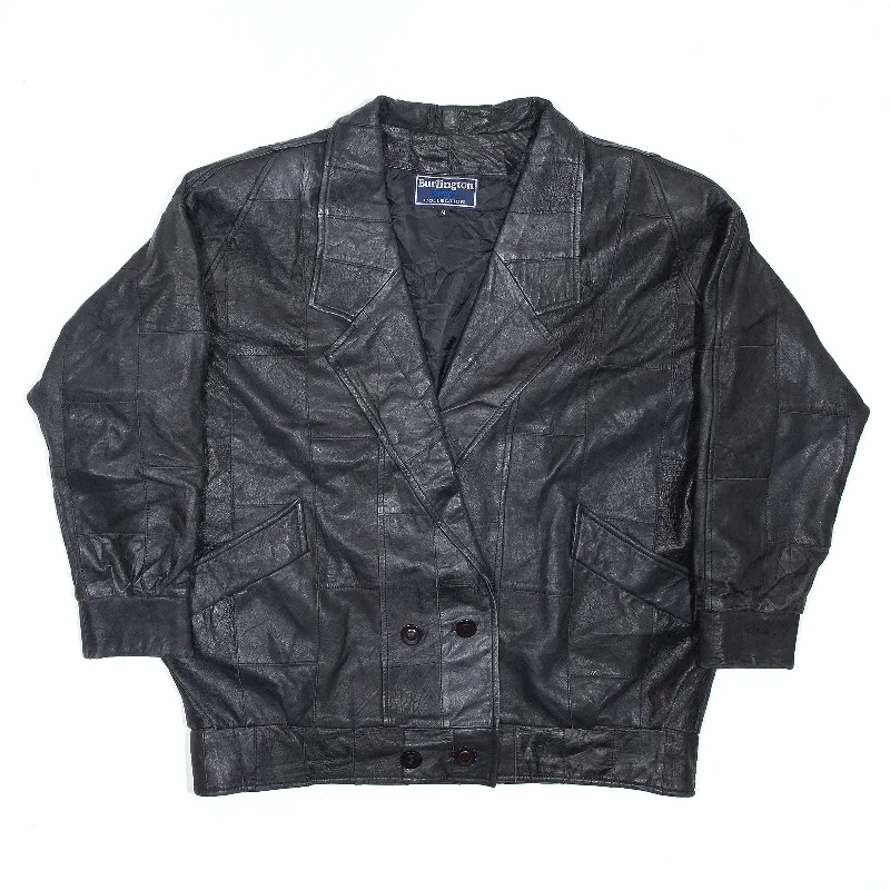Best Deals lightweight winter coatBURLINGTON CFW Jacket Black 90s Patchwork Leather Biker Womens XL