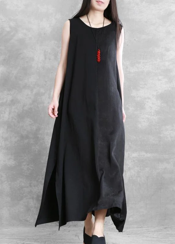 Lowest Price denim dressOrganic black dresses o neck sleeveless robes summer Dress