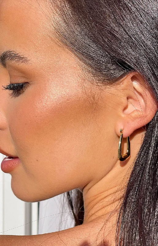 Lowest Price oversized trench coatBritney Gold Square Hoop Earrings
